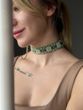 Ribbon necklace "Zeropad" green with gold splashes 271 photo