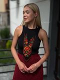 "Carpathian Flowers" black and red scarf 2369 photo