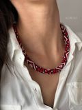 Necklace-harness "Embroidery" red with white 851 photo
