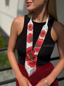 Gerdan "Makovytsia" white with red flowers 2370 photo