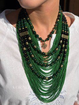 Set "Lelitka" made of natural stones of green and black color 2309 photo