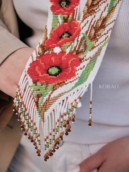 Czech bead necklace "Poppies Amidst Wheat Ears" 2558 photo