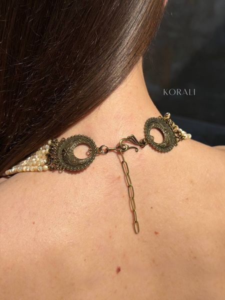 Beaded necklace "Morning Dew" beige 2490 photo