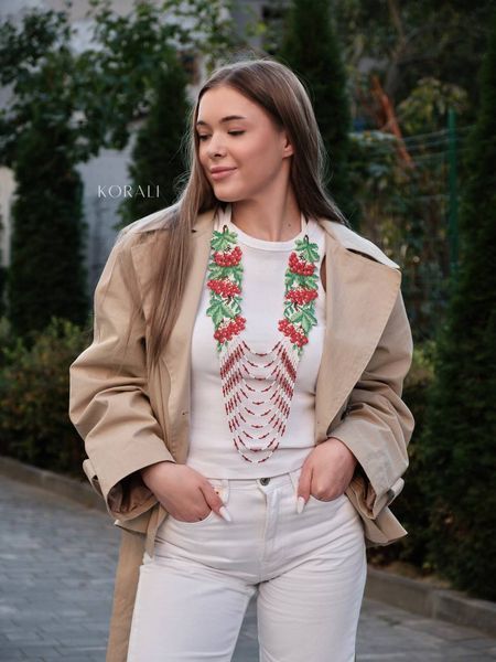 Circular gerdan made of Czech beads, "Red Viburnum" 2559 photo