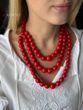 Wooden necklace "Rowbush" red three-row 2077 photo