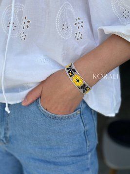 Bracelet "Blossom" yellow-black 738 photo
