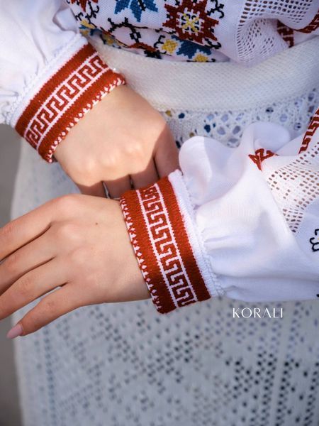 White embroidered shirt with a colorful "Star" pattern 2560 photo