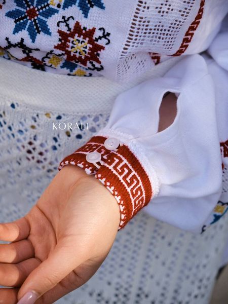 White embroidered shirt with a colorful "Star" pattern 2560 photo