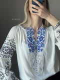 Circular necklace "Whisper of herbs" blue 810 photo