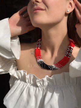 Ethnic necklace red and black 38 photo