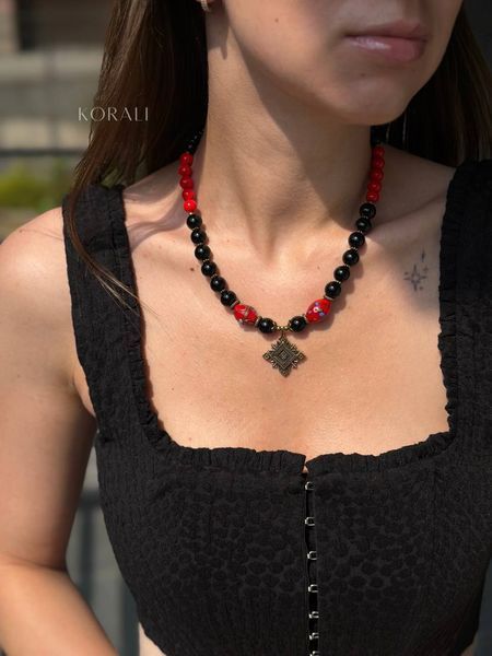 Necklace "Bloom" made of natural stones 2055 photo