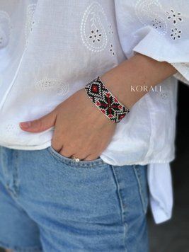 Bracelet "Embroidery" silver-red 740 photo