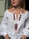 White neckerchief with red "Kvitoslava" pattern 2375 photo