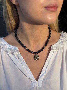 Necklace "Evening Dawn" made of natural stones 2022 photo