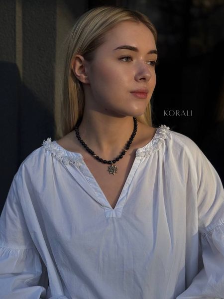 Necklace "Evening Dawn" made of natural stones 2022 photo