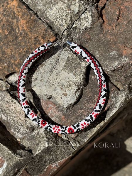 Necklace-harness "Kvitano" red with white 1032 photo