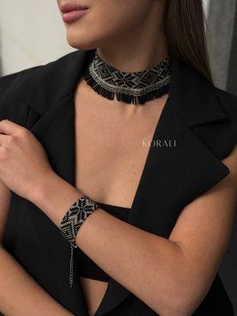 "Enlightened" ribbon necklace and bracelet set 2415 photo