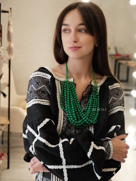 "Rowan" Green Wooden Necklace 2565 photo