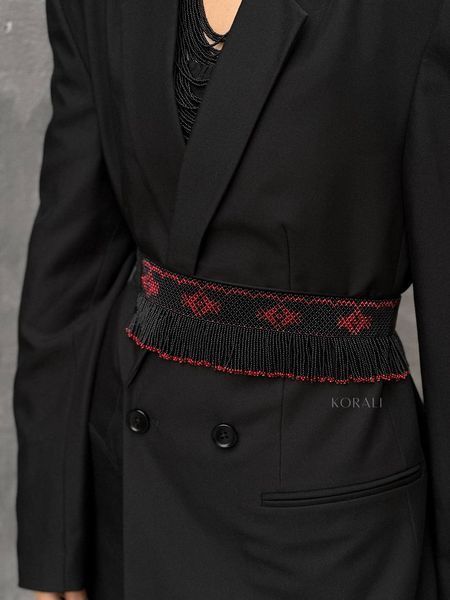 Set of ribbon necklace "Aeneid" and black necklace "Coral" 289 photo