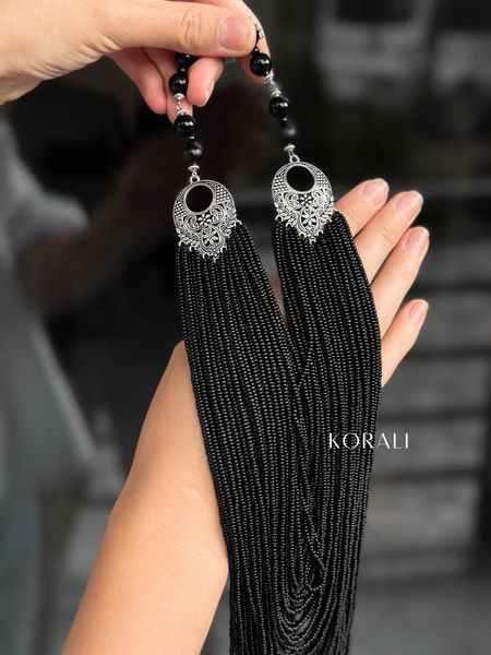 Necklace "Coral" black from Czech beads 143 photo