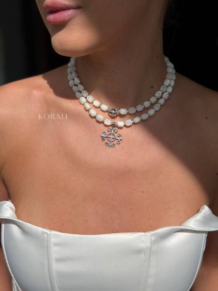 Necklace "Light of the Soul" silver color (short) 2377 photo