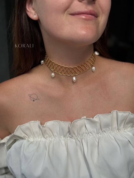 "Constellation of Dreams" necklace with natural pearl pendants 858 photo
