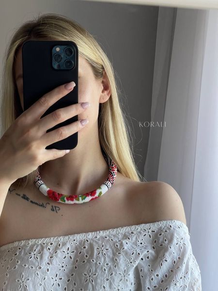 Necklace "Red Flower" 815 photo