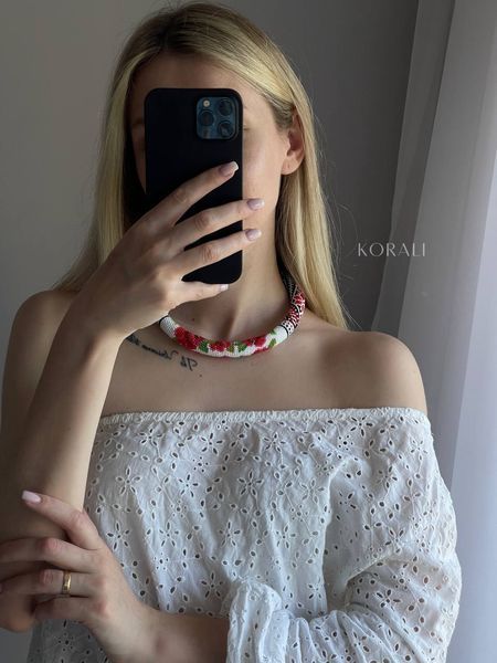 Necklace "Red Flower" 815 photo