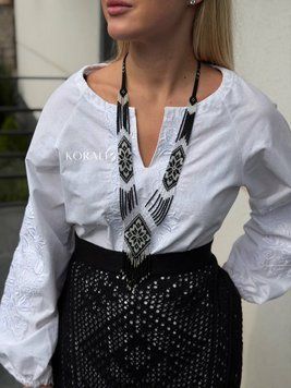 Necklace "Ornament" black with a silver pattern 2522 photo