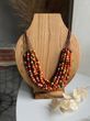Wooden necklace "Rhododendron" in warm shades 1097 photo