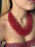Necklace "Air" red with black splash 353 photo