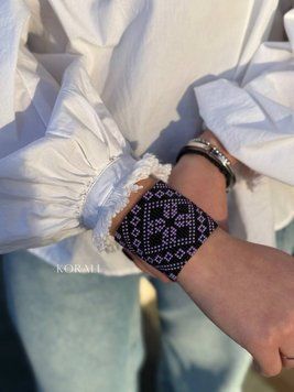 Bracelet "Verkhovyna" black and purple 2023-4 photo
