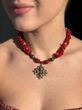 Coral necklace "Crimson Sun" (shorter) 2183 photo
