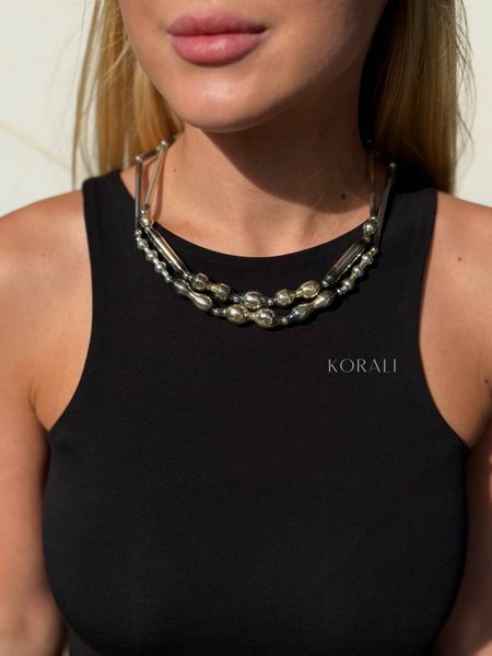 Necklace "Carpathian Constellation" double row silver color 2419 photo