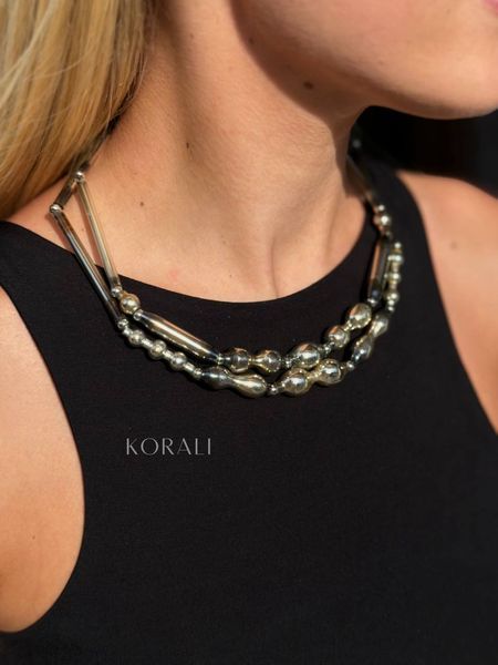 Necklace "Carpathian Constellation" double row silver color 2419 photo