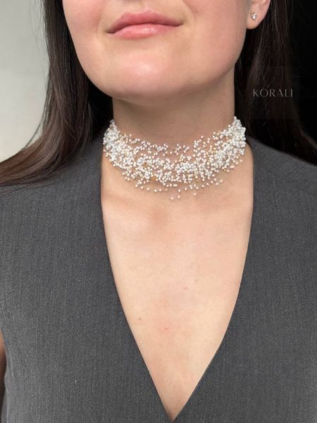 Choker necklace "Air" white 745 photo