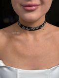 Ribbon necklace "Zori" matte black with transparent pattern 2318 photo