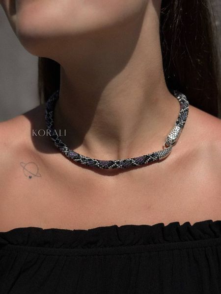 Snake harness 2 in 1 (necklace and bracelet) silver-purple 79 photo