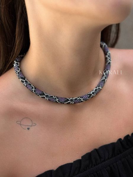 Snake harness 2 in 1 (necklace and bracelet) silver-purple 79 photo