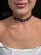 Ribbon necklace "Zori" matte black with transparent pattern