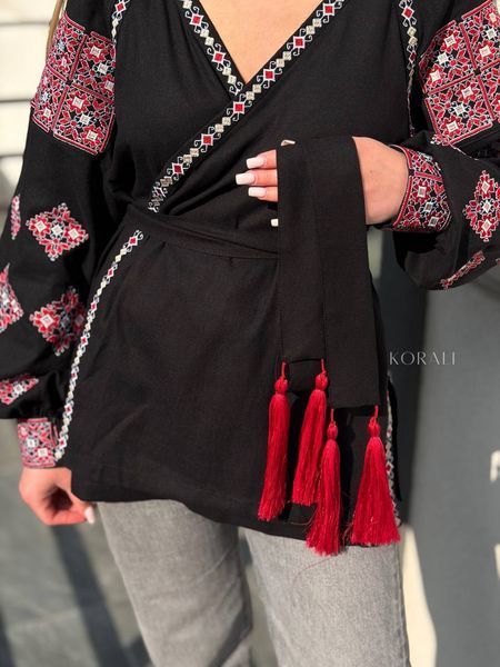Embroidered blouse "Blossom" black color 2421 photo