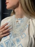 Necklace "Air" white with blue and yellow splashes 862 photo