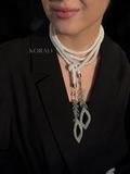 Braided harness-lariat "Sunset" white with Czech beads 2063 photo
