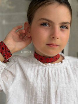 Children's set "Embroidery" choker and bracelet 2481 photo
