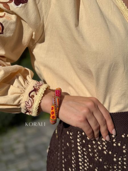 Комплект "Барва" намисто і браслет помаранчевий 112 фото
