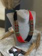 Ethnic necklace red and black with green pattern 1007 photo