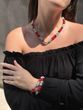 A set of a snake harness and a red-silver bracelet
