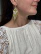Earrings "Svarga" milky with green patterns 747 photo