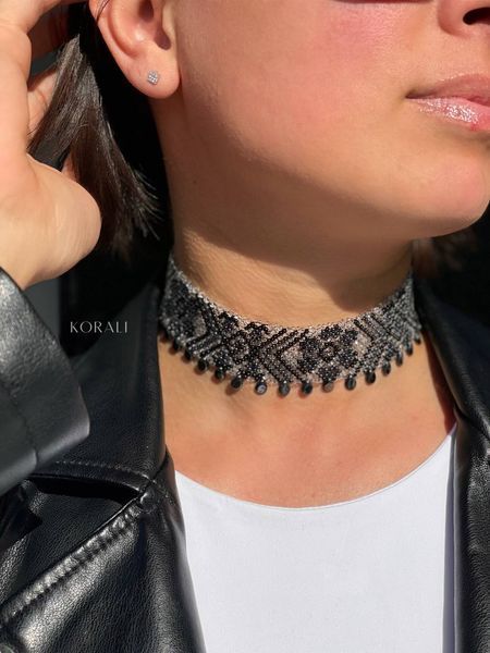"Polisyanochka" black coat with graphite pattern 632 photo