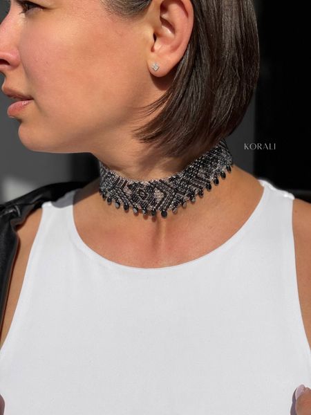 "Polisyanochka" black coat with graphite pattern 632 photo